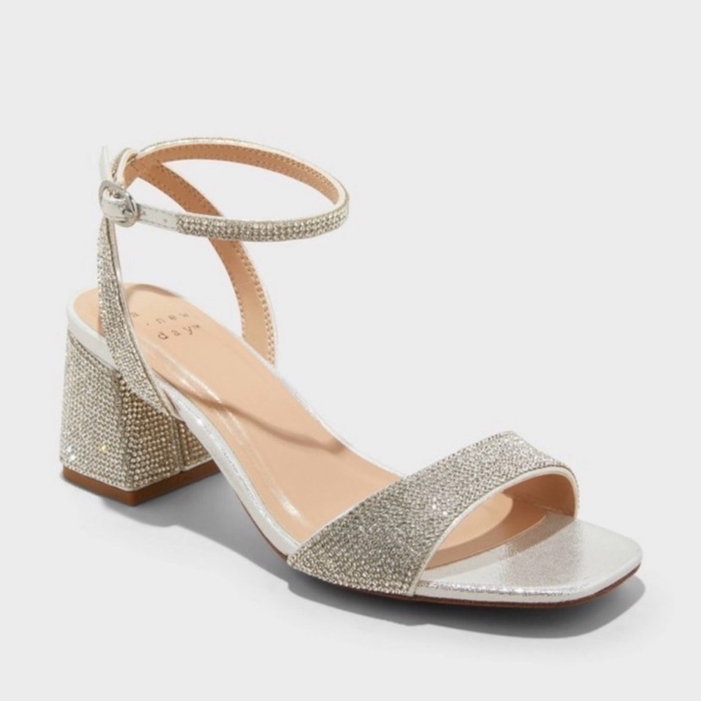 Women's Shannon Heels with Memory Foam Insole - A New Day™ Silver new